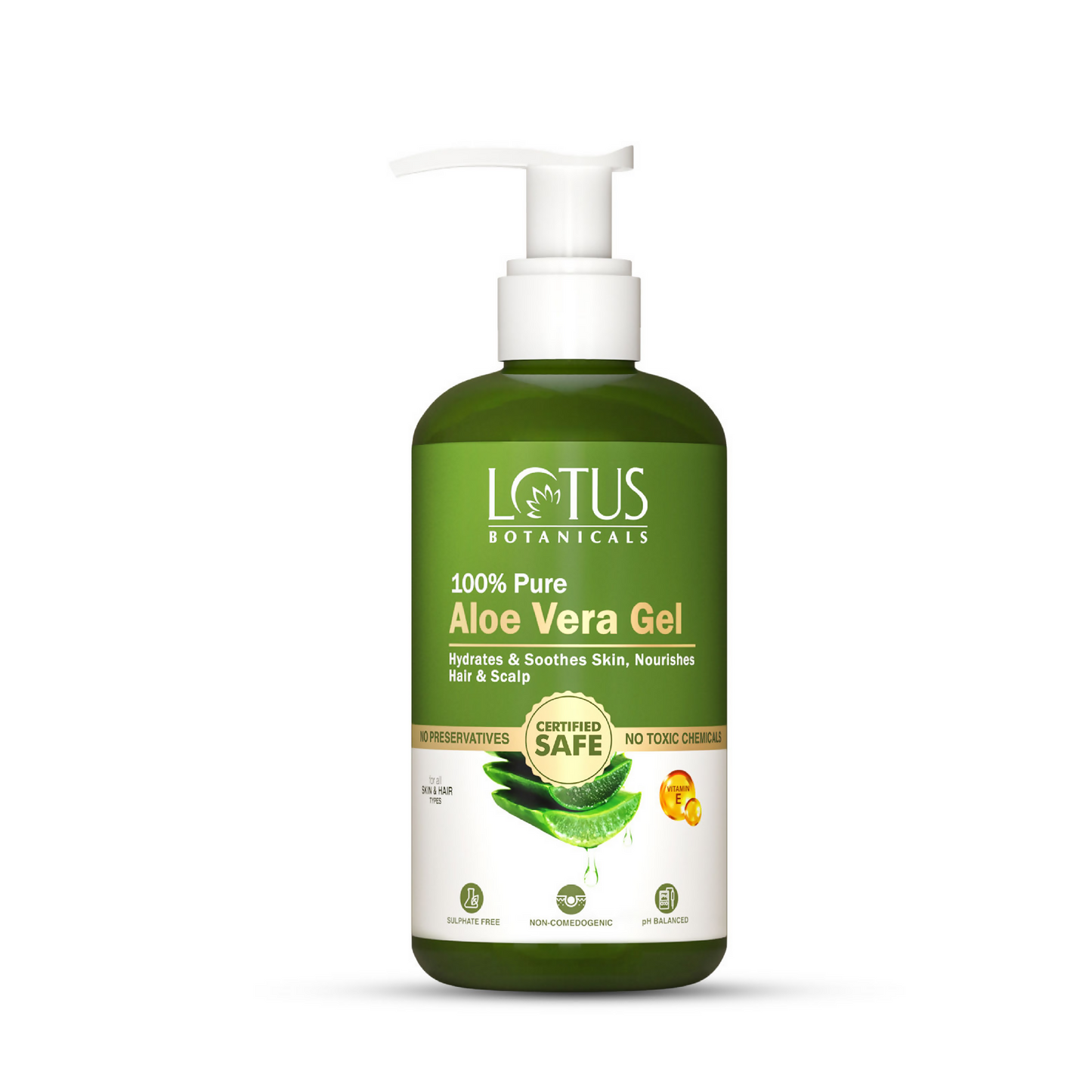 Lotus Botanicals 100% Pure Aloe Vera Gel With Vitamin E | Swadesiicart
