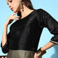 Ahalyaa Womens Black Poly Silk Gold Printed Jumpsuit - Swadesiicart