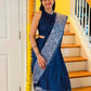 DEIANA'S Beautiful Designer Golden zari Soft Lichi Silk Saree - Blue - Swadesiicart