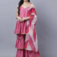 Myshka Stylish Pink Sleeveless Women's Kurta Sharara with Dupatta Set | Swadesiicart
