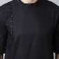 Even Apparels Black Pure Cotton Men's Kurta With Side Placket | Swadesiicart