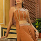 Janasya Brown Georgette Embellished Co-Ords - Swadesiicart