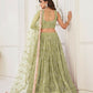 Aastha Fashion Pista Green Butterfly Net Tone To Tone Thread Work, Sequence Work And Original Mirror Work Embroidery Wedding Wear Lehenga Choli