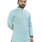 Anaita Light_Blue Lucknowi Work Silk Straight Kurta