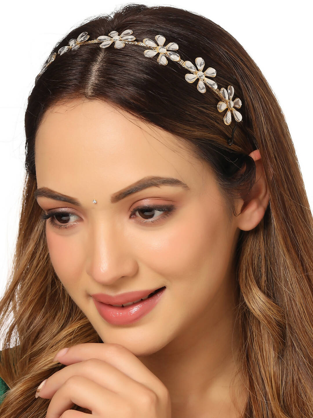 NVR Women's Gold-Polished Traditional Trending Matha Patti | Swadesiicart