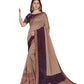 Beige, Purple Colored Tussar Silk Embroidered Saree With Blouse - Norita Royal Adveka