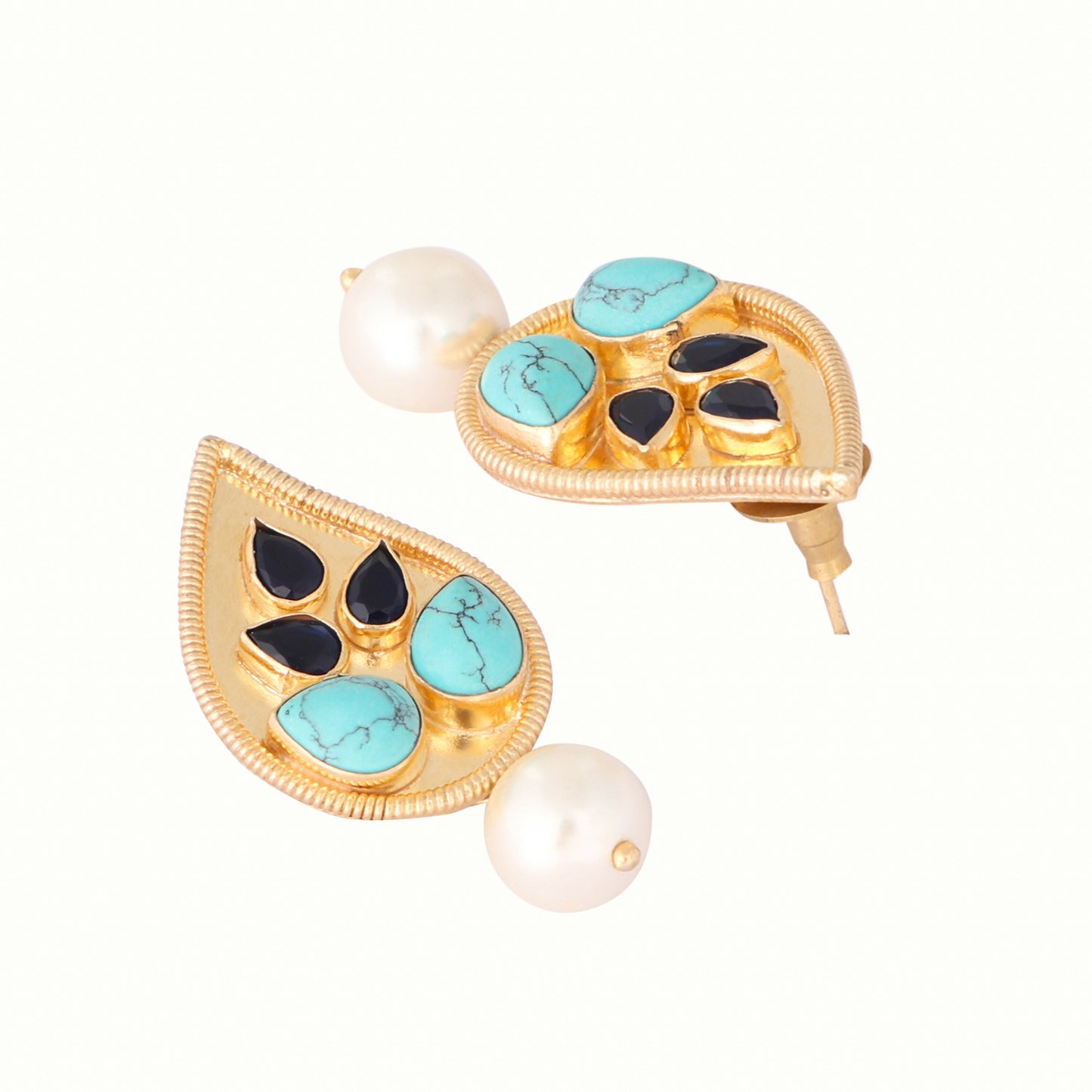 Nuyug 22K Gold Plated Black Paisley Earrings | Swadesiicart