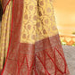 Joban Fashion Yellow Crepe Chiffon Pure Handloom Banarasi Silk Saree | Swadesiicart