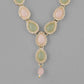 VOJ Gold-Polished Nude Pink And Mint Green Stone Studded Jewellery Set With Maang Tikka - Swadesiicart