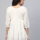 Ahalyaa Women Off-White Cotton Embroidered Tunic | Swadesiicart