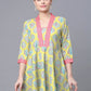 Ahalyaa Women Cotton Blend Lemon Yellow Digital Printed Tunic | Swadesiicart