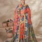 Aayaa Designer Winter Collection Printed Saree With Shawl - Multi Color