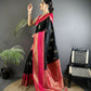 Joban Fashion Black Banarasi Soft Silk Woven Saree | Swadesiicart