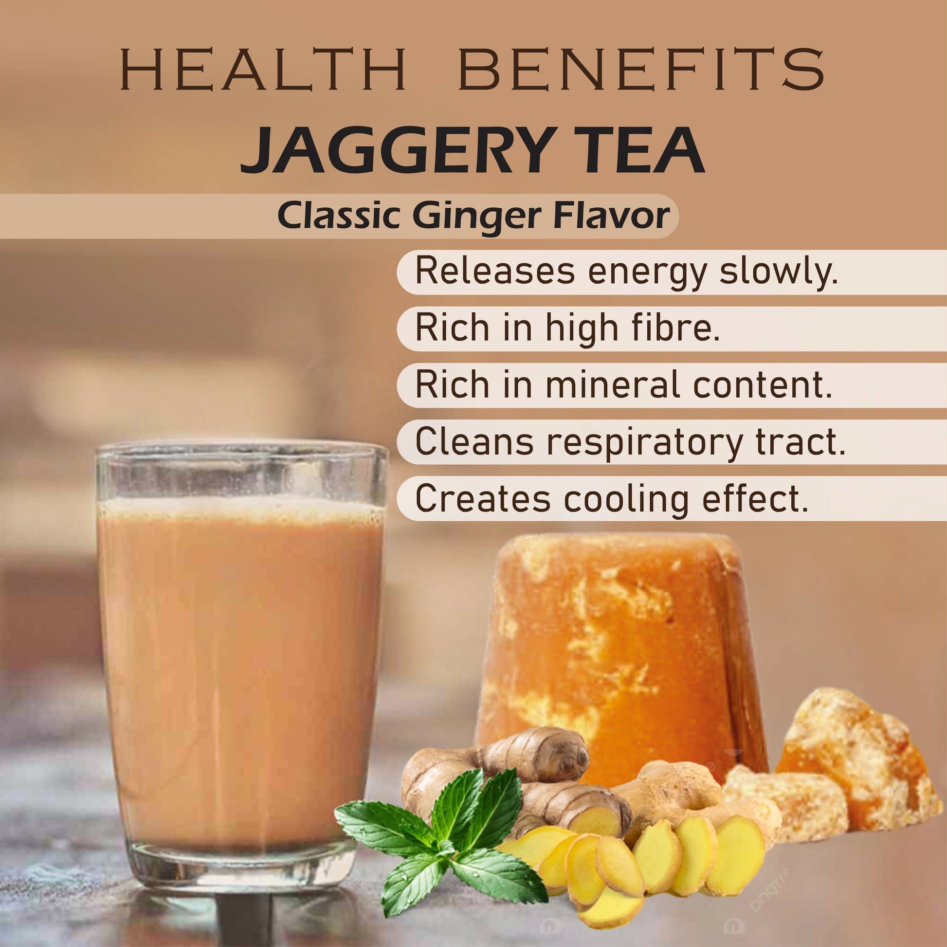 Naivedyam Classic Ginger Flavour Jaggery Tea | Swadesiicart
