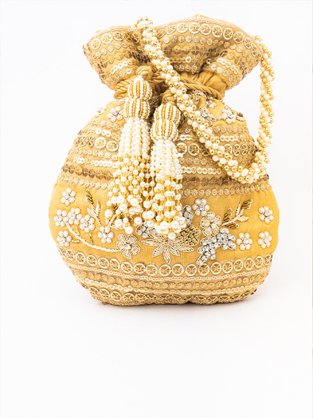 NR By Nidhi Rathi Women Gold Embroidered Potli Bag - Swadesiicart