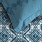 MYTRIDENT Blue White Ethnic Motifs Cotton 120 TC Queen Bedsheet With 2 Pillow Covers - Swadesiicart