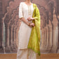 Vishudh Cream Embroidered Straight Kurta with Palazzo & Dupatta - Swadesiicart