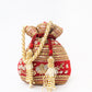 NR By Nidhi Rathi Maroon & Gold-Toned Persia Embroidered Potli Clutch - Swadesiicart