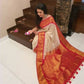 DEIANA'S Beautiful Designer Golden zari Soft Lichi Silk Saree - White - Swadesiicart