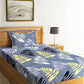 Home Sizzler Grey & White Floral 144 TC Single Bedsheet with 1 Pillow Covers - Swadesiicart