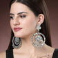 NVR Women's Silver-Toned Mirror Work Oxidised Contemporary Drop Earrings | Swadesiicart