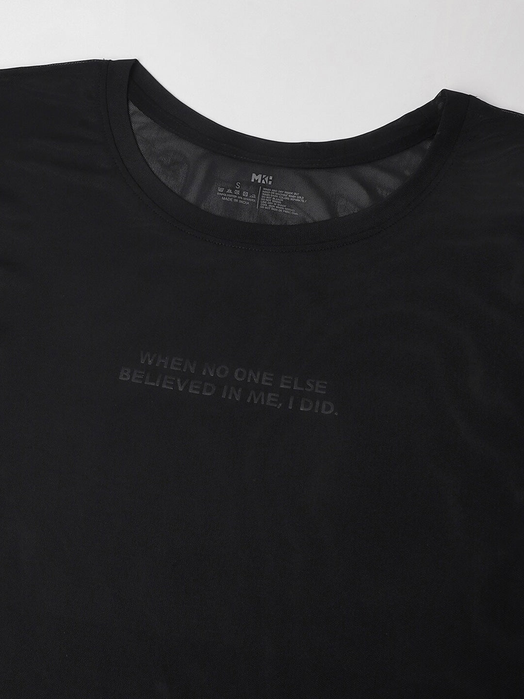MKH Relaxed Fit Typography Printed Drop-Shoulder Sleeves Dri-FIT Sheer Training T-shirt - Swadesiicart