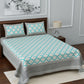 LIVING ROOTS White & Blue Printed 210 TC 1 King Jaipuri Bedsheet With 2 Pillow Covers - Swadesiicart