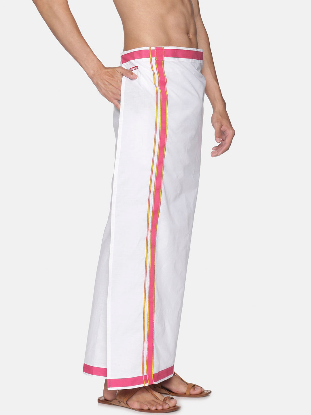 Sethukrishna Men Pack Of 2 White Solid Cotton Readymade Dhoti | Swadesiicart