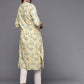 Biba Women Cream-Coloured & Blue Pure Cotton Floral Print Straight Kurta - Swadesiicart