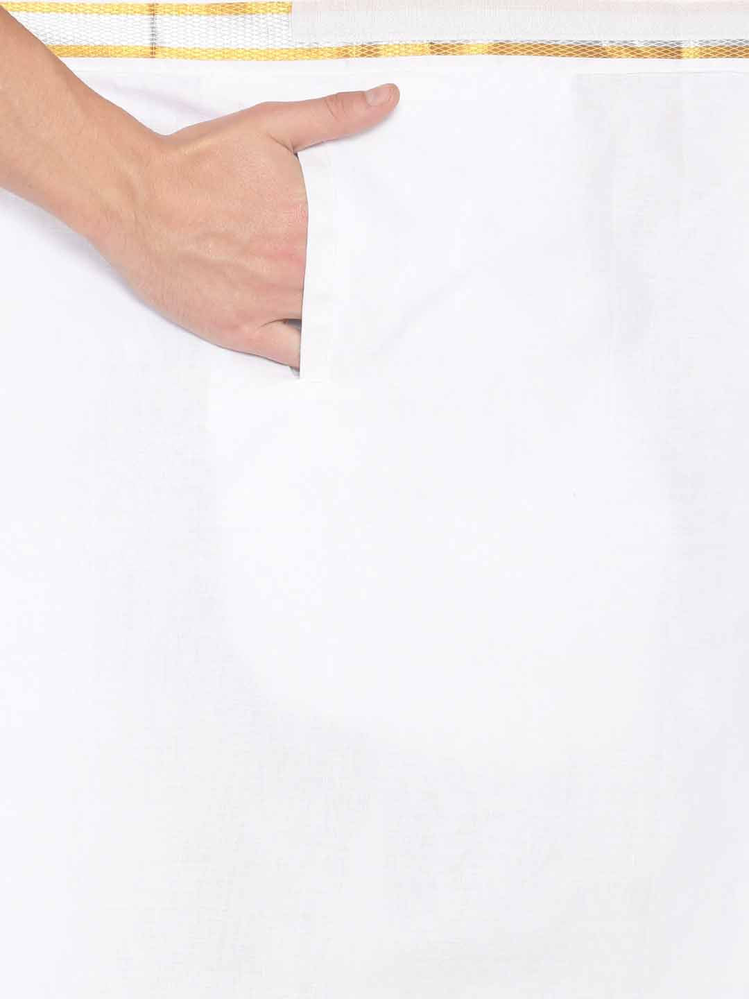 Sethukrishna Men White Solid Readymade Pocket Dhoti | Swadesiicart