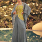 Anaita grey Chinon Readymade Shrug Suit with Heavy Embroidery Work