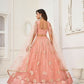 Aastha Fashion Peach Butterfly Net Tone To Tone Thread Work And Sequence Work Embroidery Wedding Wear Lehenga Choli