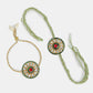 NVR Women & Men Set of 2 Gold Kundan-Studded Handcrafted Wraparound Rakhi Set With Roli Chawal | Swadesiicart