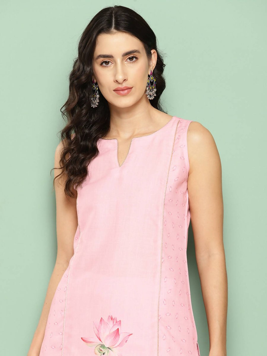 Ahalyaa Women's Traditional wear Kurta Set - Pink | Swadesiicart