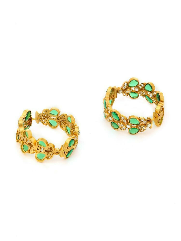 Women's Natural Green Stone with Moissanite Diamond earrings - Ruby Raang | Swadesiicart