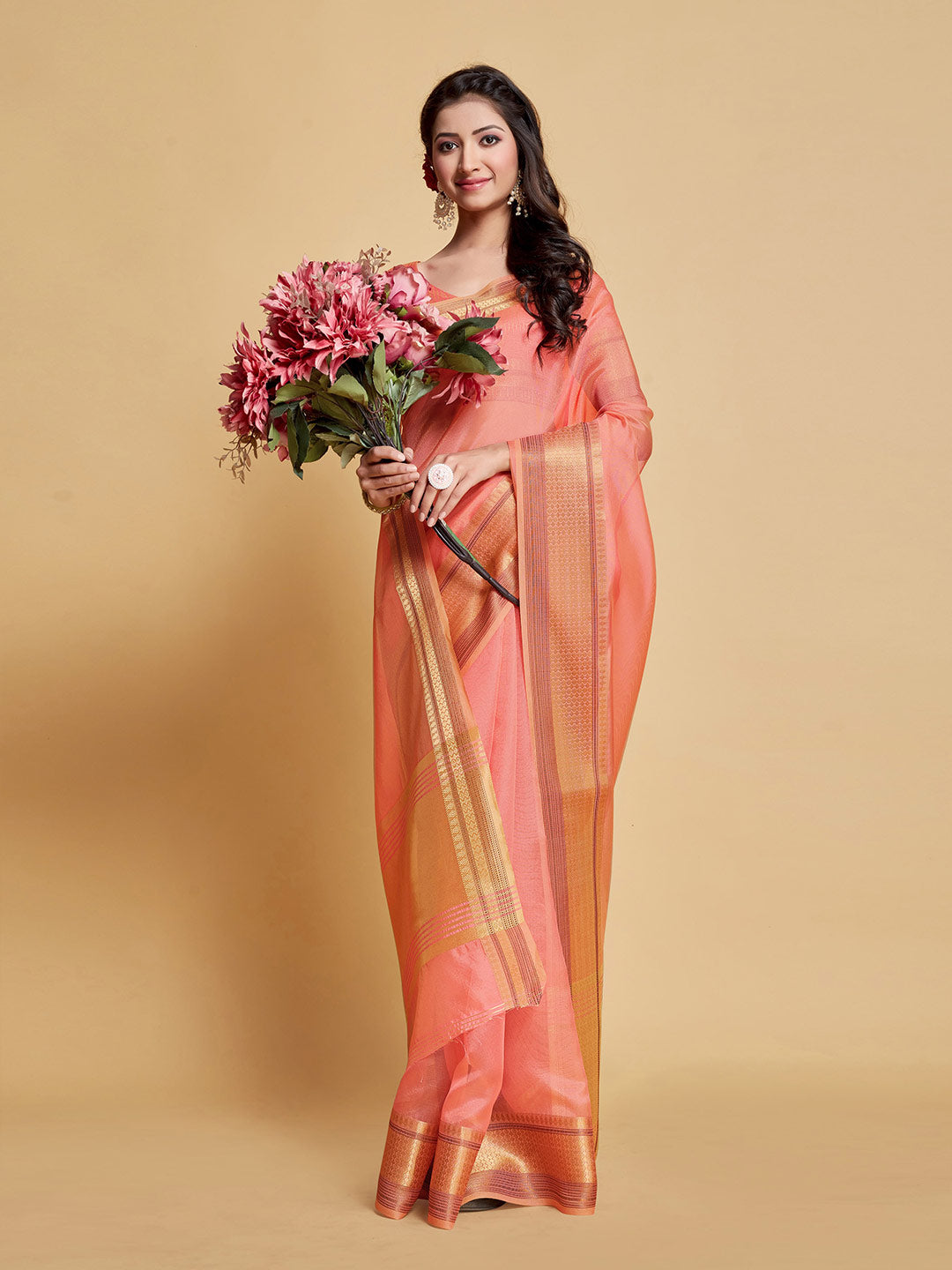 Sangria Woven Design Border Art Silk Banarasi Saree | Swadesiicart