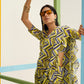 Tikhi Imli Geometric Digital Printed Ruffled Ready to Wear Saree | Swadesiicart