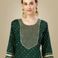 Jyoti Fashion Women's Dark Green Silk Blend Embroidery & Sequence work Kurta with Trouser & Dupatta | Swadesiicart