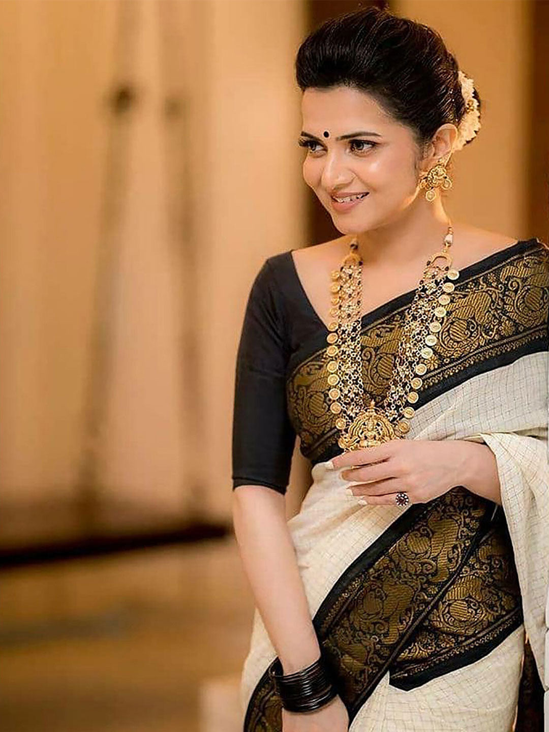 Kalini Woven Design Zari Silk Cotton Banarasi Saree | Swadesiicart