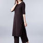 Vishudh Women Black & Red Striped A-Line Kurta - Swadesiicart