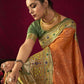 Vishnu Weaves Women's Orange Paithani Silk Saree with Blouse - Swadesiicart