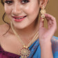 Saraf RS Jewellery Gold-Polished White & Pink American Diamond Studded & Beaded Handcrafted Set - Swadesiicart