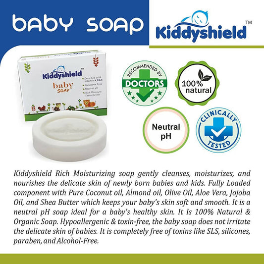 Kiddyshield Baby pH Balanced Soap for New Born & Kids - Swadesiicart