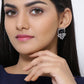 Shoshaa Silver-Plated & Black CZ Studded Contemporary Drop Earrings | Swadesiicart