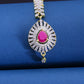 Yellow Chimes Women Gold-Polished American Diamond Pink & White Studded Handcrafted Maang Tikka | Swadesiicart