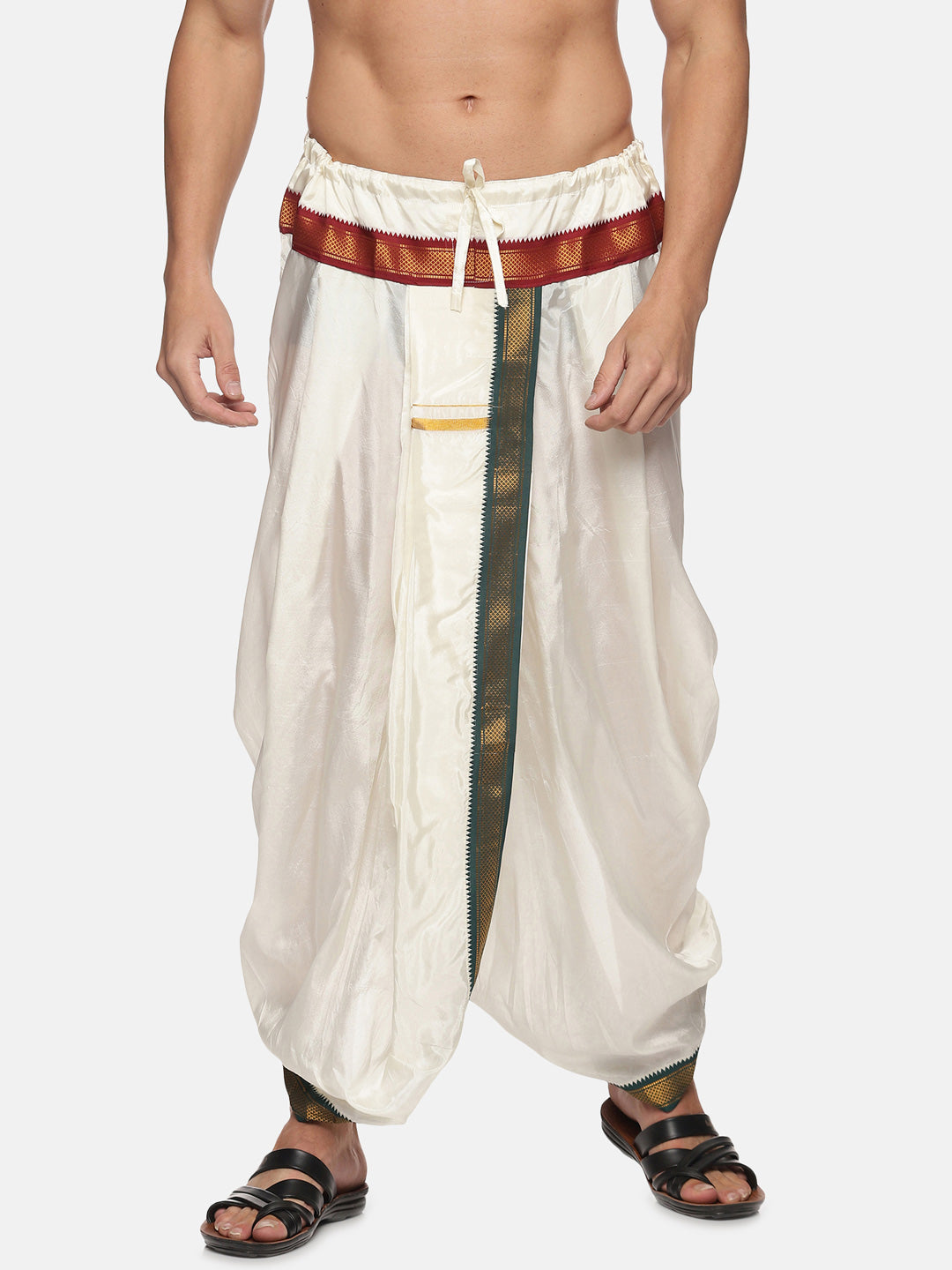 Sethukrishna Men Cream Solid Dhoti Pant | Swadesiicart