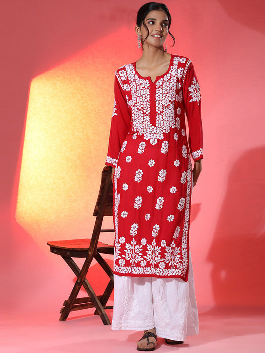 HOUSE OF KARI Women Embroidered Chikankari Cotton Kurta | Swadesiicart