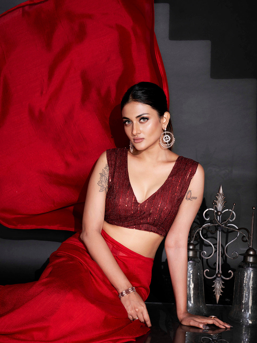 Tikhi Imli Ready To Wear Party Saree | Swadesiicart