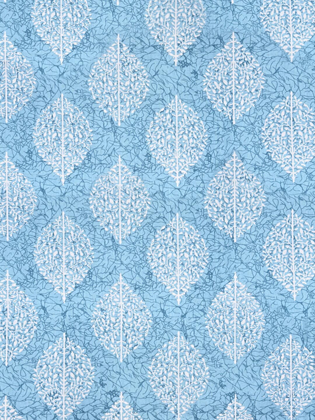 Urban Magic Blue Ethnic Motifs Printed Cotton 104 TC Queen Bedsheet With 2 Pillow Covers - Swadesiicart