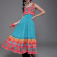 Aks Floral Printed Sleeveless Cotton Silk Anarkali Kurta